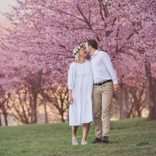 Roihuvuori cherry blossom park portrait Helsinki