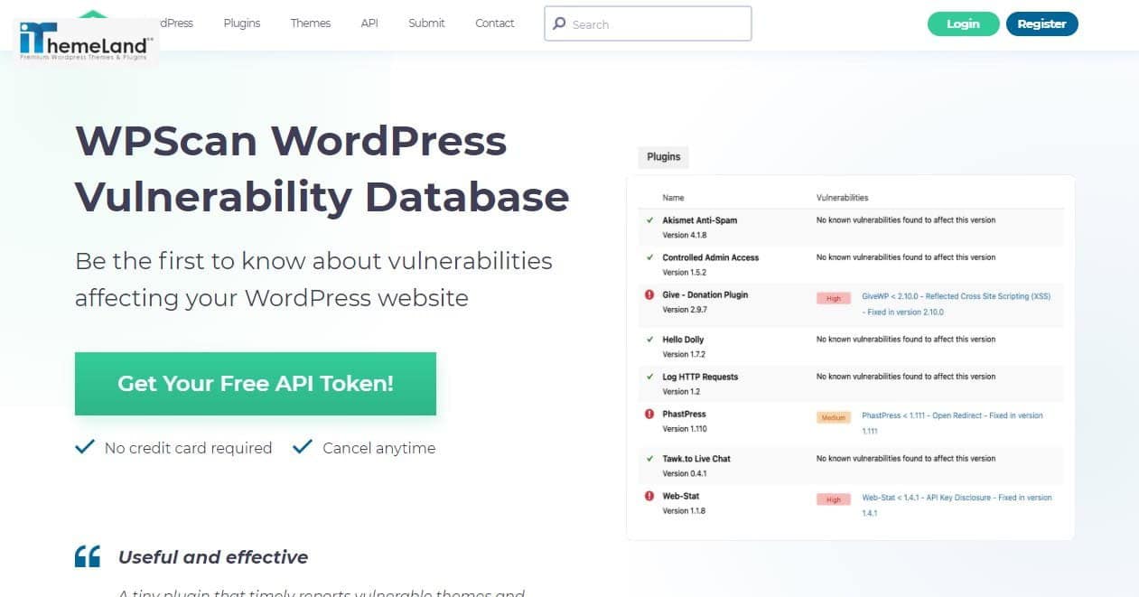 WordPress security scanner plugin