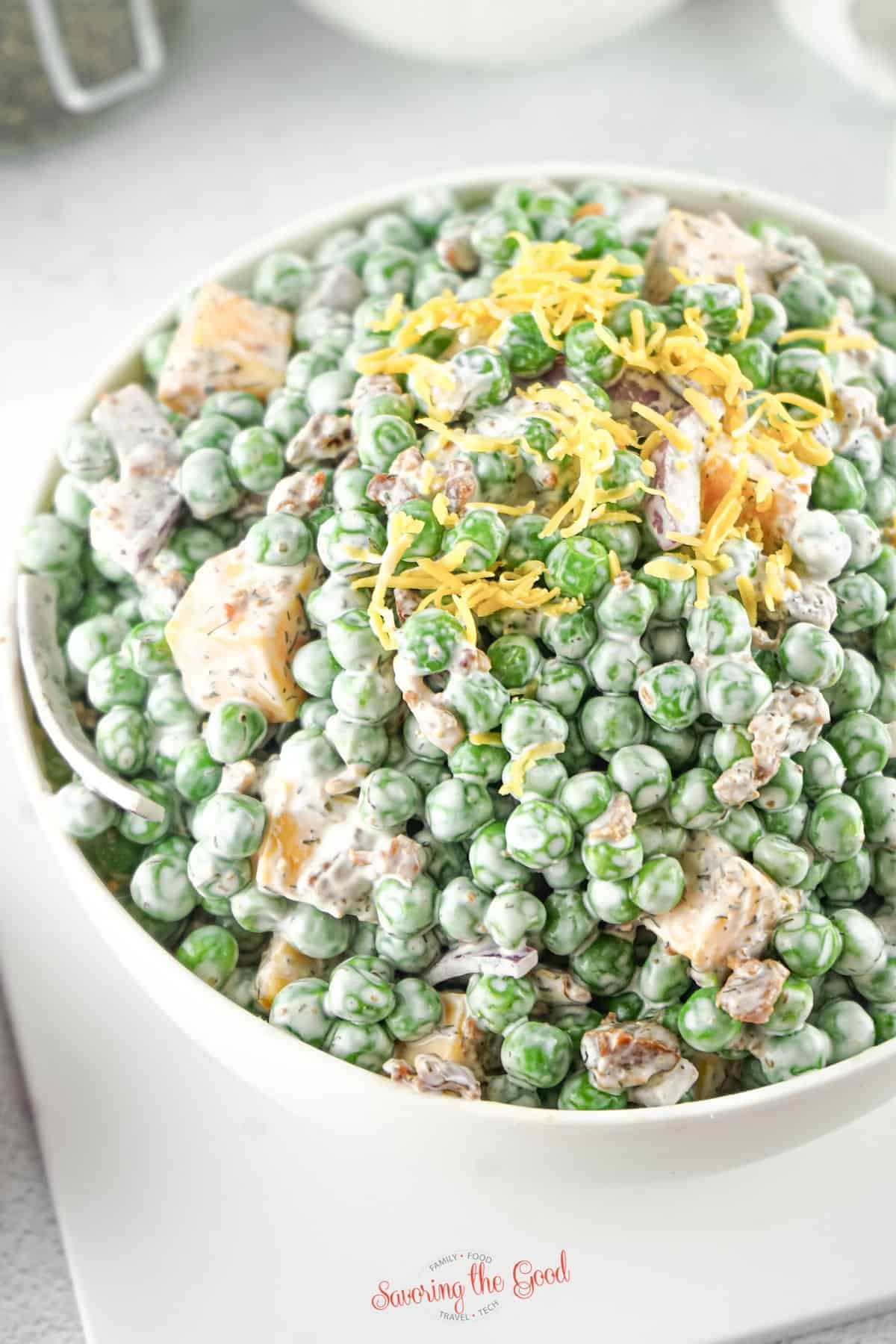 Pea Salad Recipe - Creamy Pea Salad With Bacon