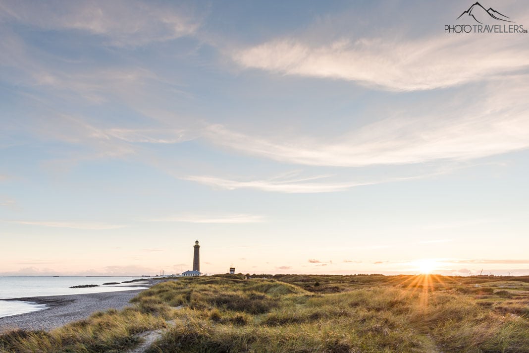 Der Skagen Leuchtturm im Licht der untergehenden Sonne