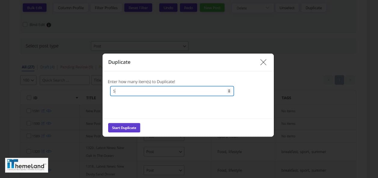 enter number of duplicates
