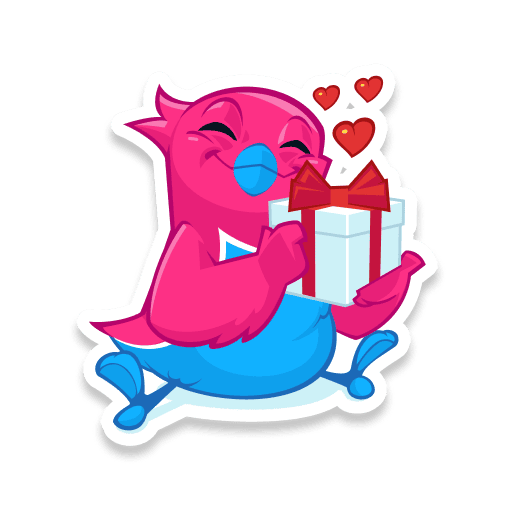 10 gift Bird cartoon got a gift