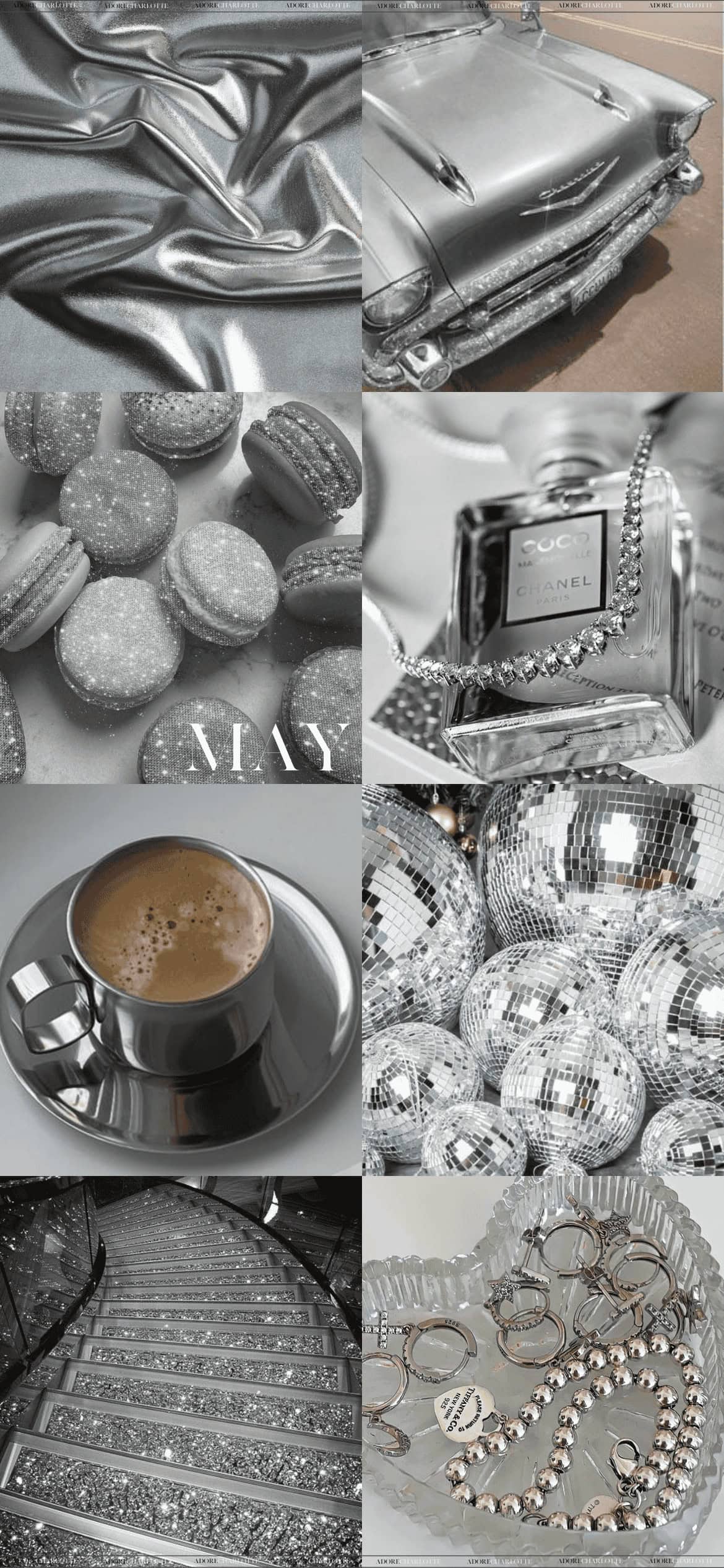 Aesthetic Silver May 2024 Phone Wallpaper