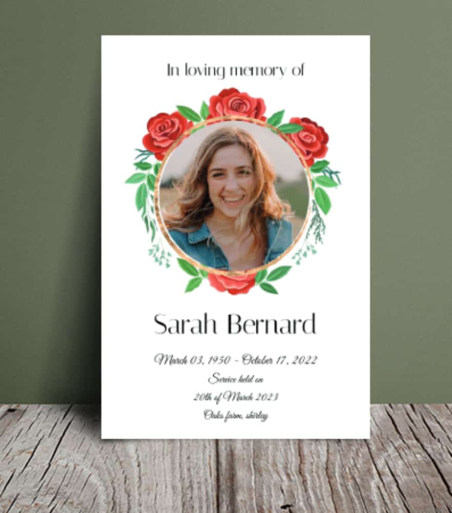 Red rose funeral order of service 061 Red rose funeral order of service 061 - Free Funeral Order of Service Template