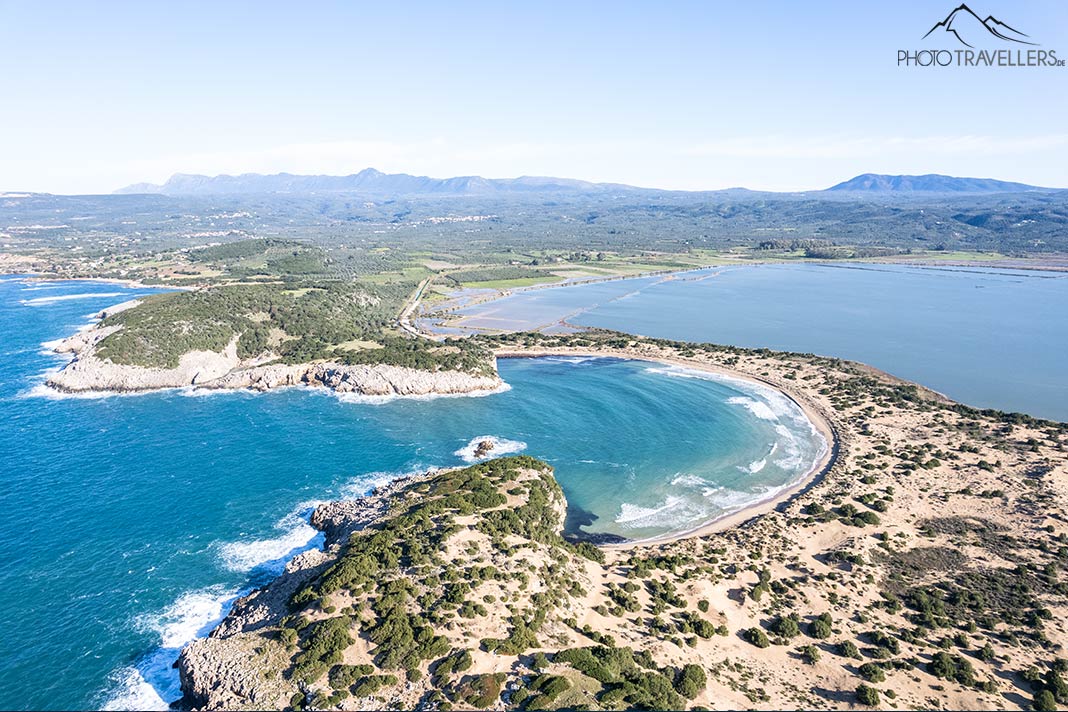 Der Voidokilia Beach aus der Luft