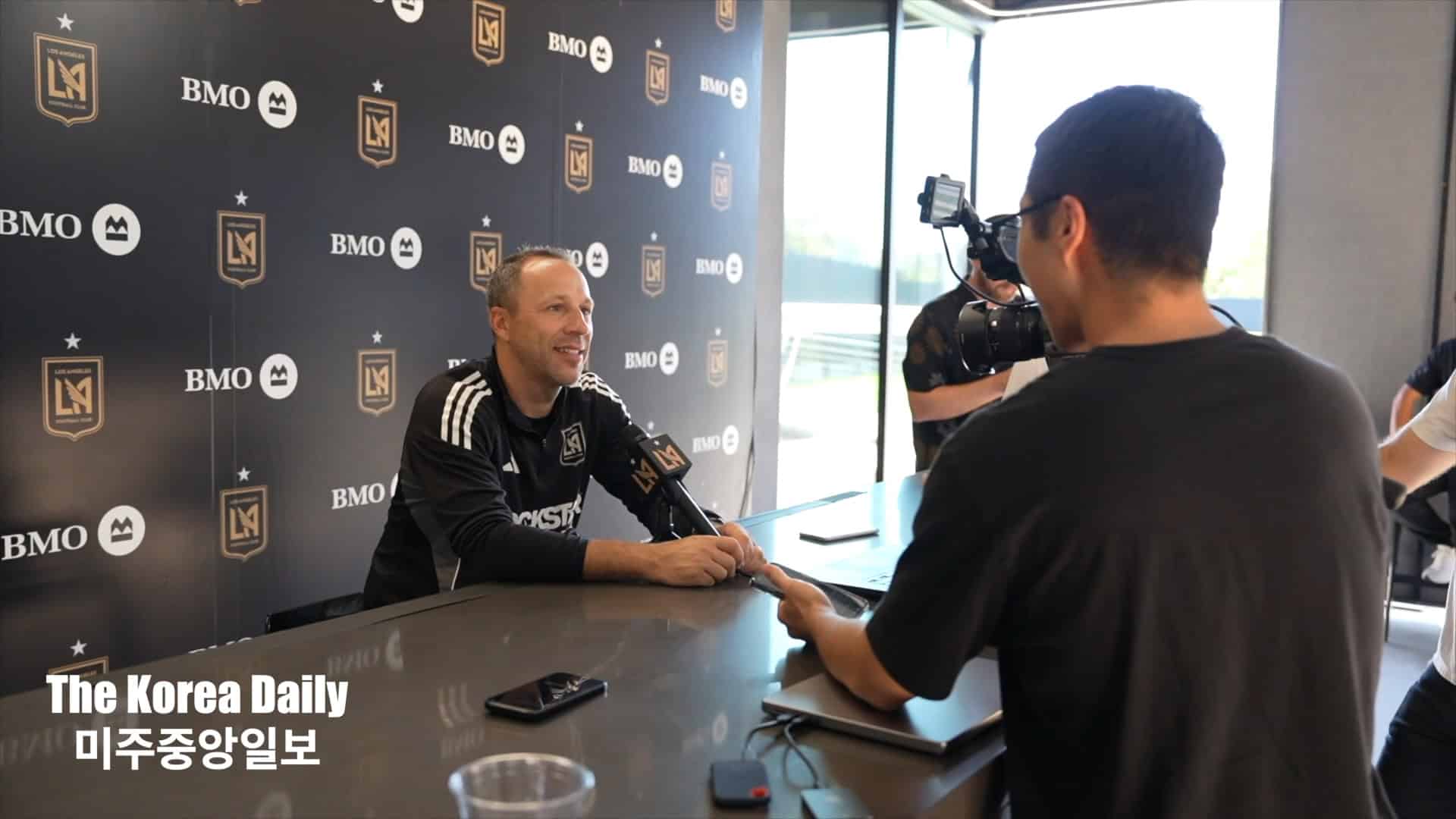 LAFC Head Coach Steve Cherundolo during an interview about Son Heung-min’s role in the team.