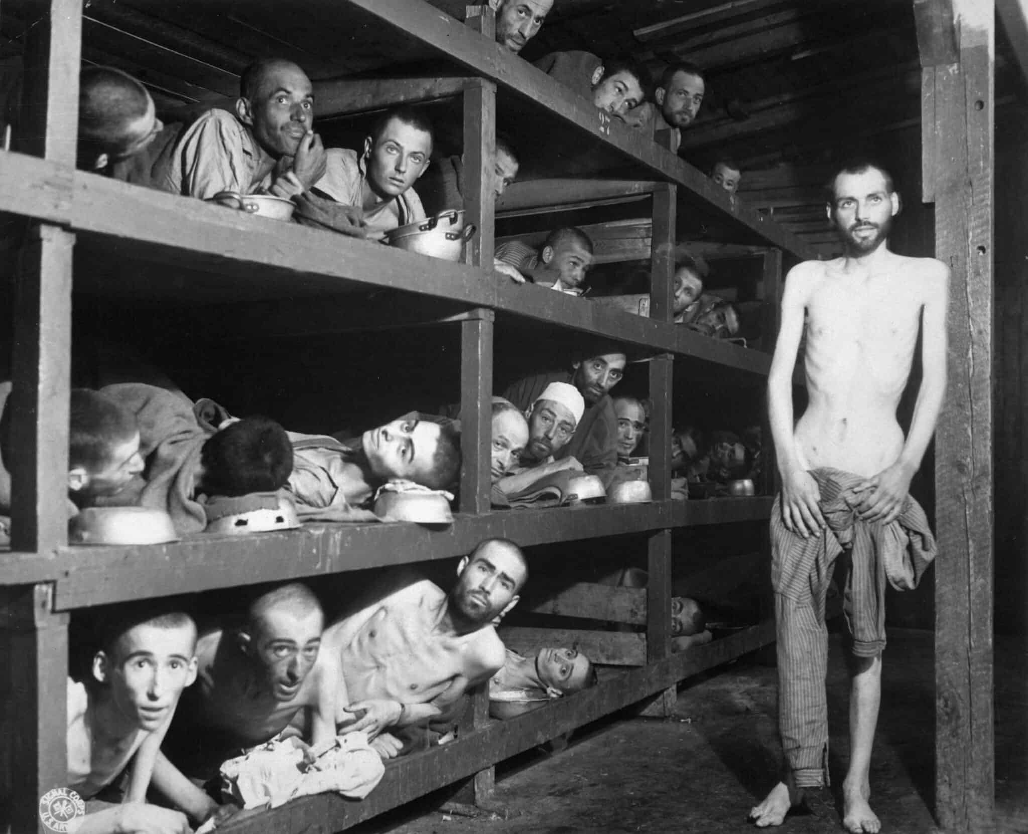 Buchenwald prisoners in bunks, April 1945