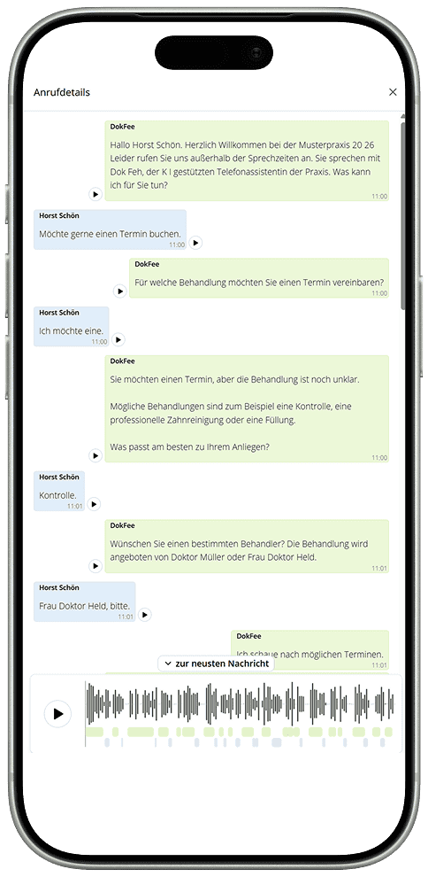 4.3 Ein Gespräch eines Patienten mit DokFee Voice.