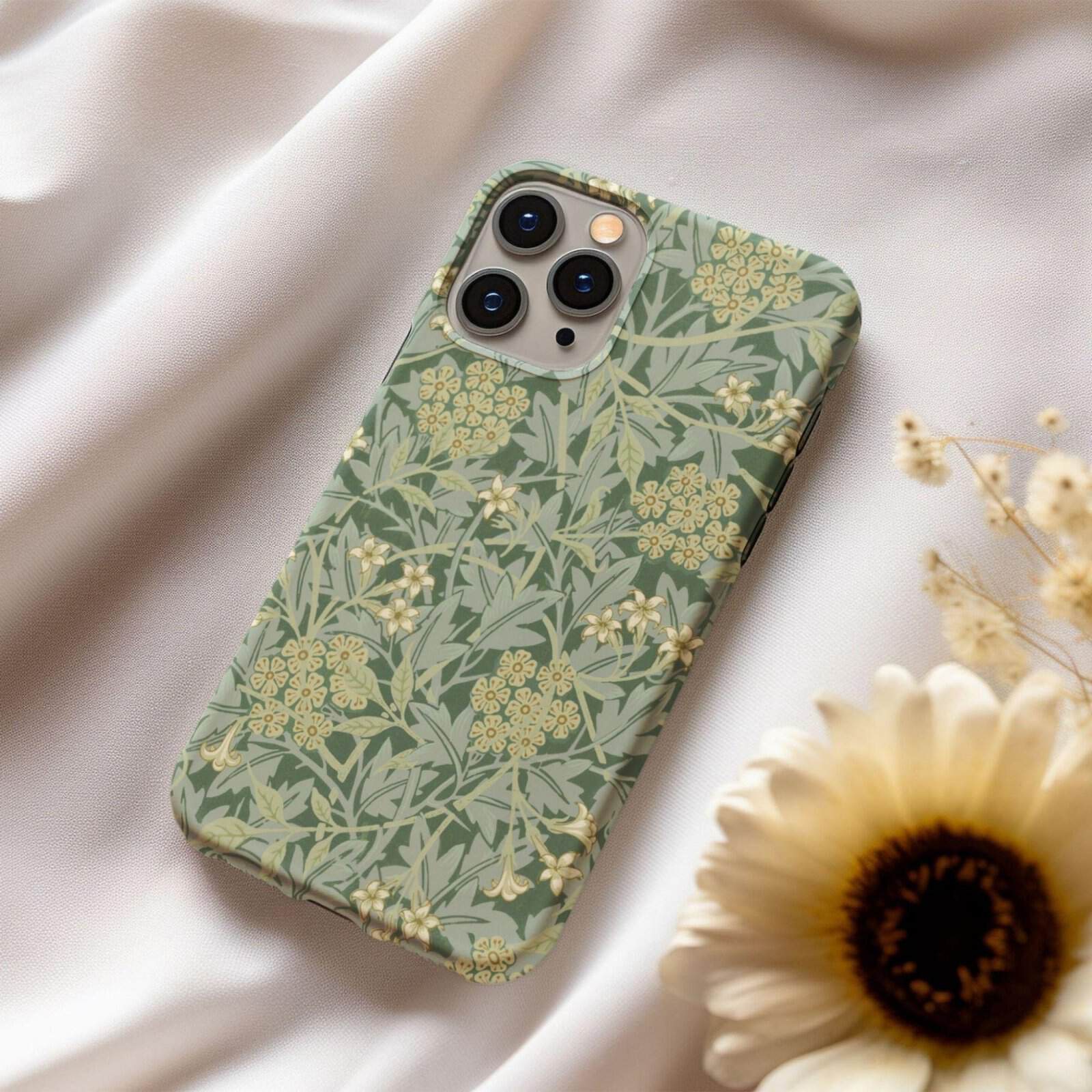 iPhone Cases (86) William Morris Phone Case - Jasmine, iPhone 17 Cover, Arts & Crafts, Polycarbonate Shell