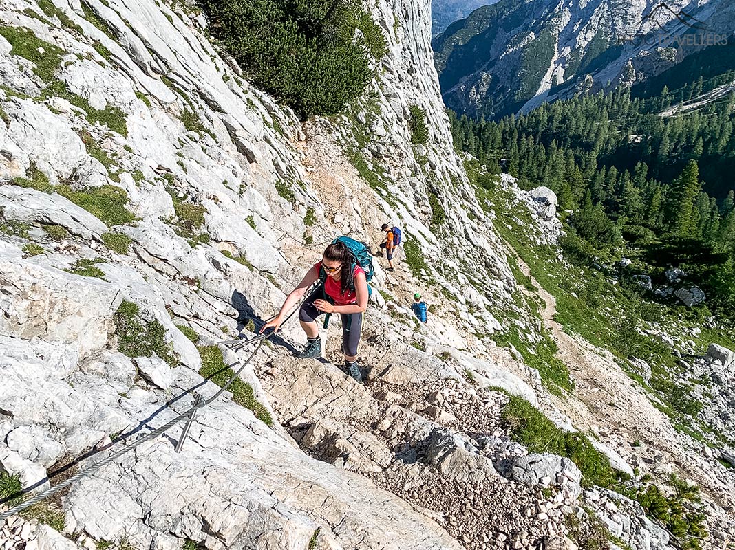 Seilversichtere Stelle auf dem Wanderweg