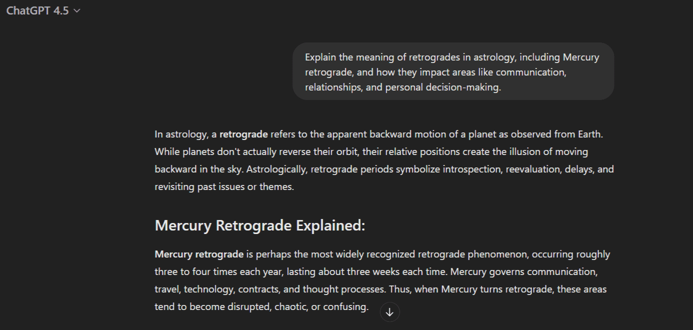 역행 chatgpt 프롬프트 | 디럭스 점성술 역행 chatgpt 프롬프트