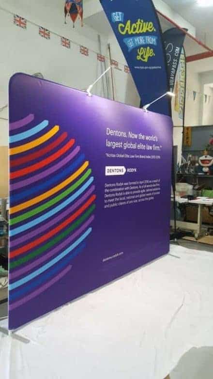 Tension Fabric backdrop display with LED lights - Dentons