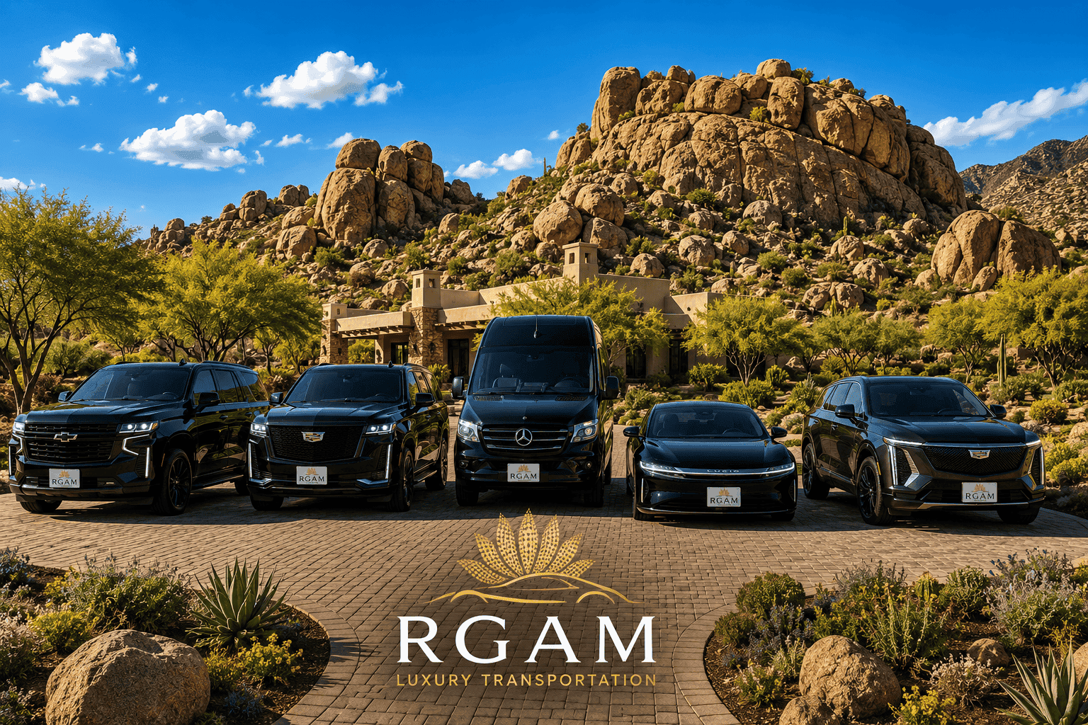 Scottsdale Transportation Fleet RGAM Transportation luxury fleet at a Scottsdale resort providing airport, executive and group transportation services