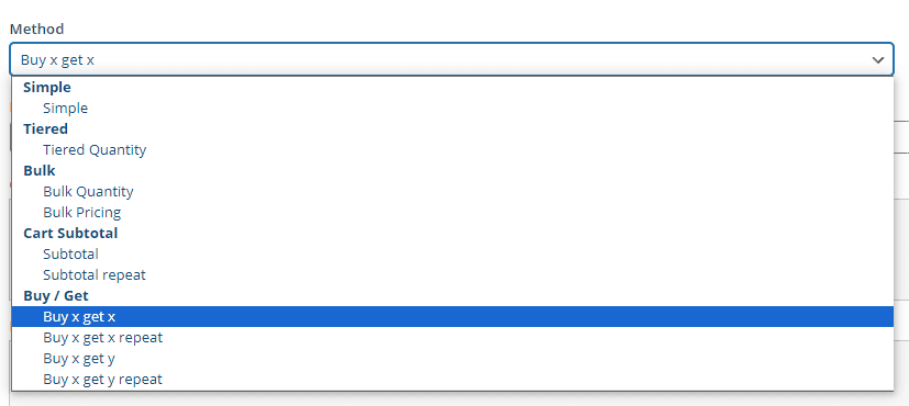 select Buy X Get X method in Free Gift plugin