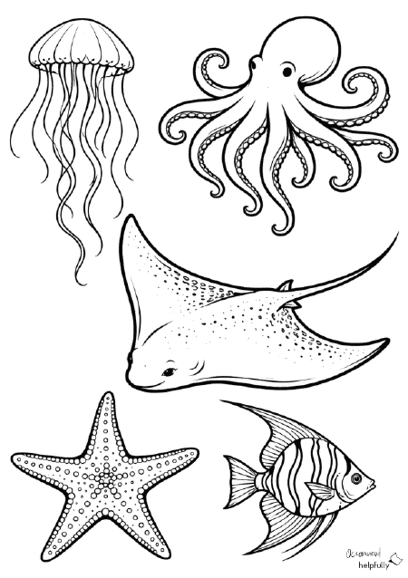 Fensterbild-Schablonen mit Ozean-Tieren zum Ausdrucken und Abpausen