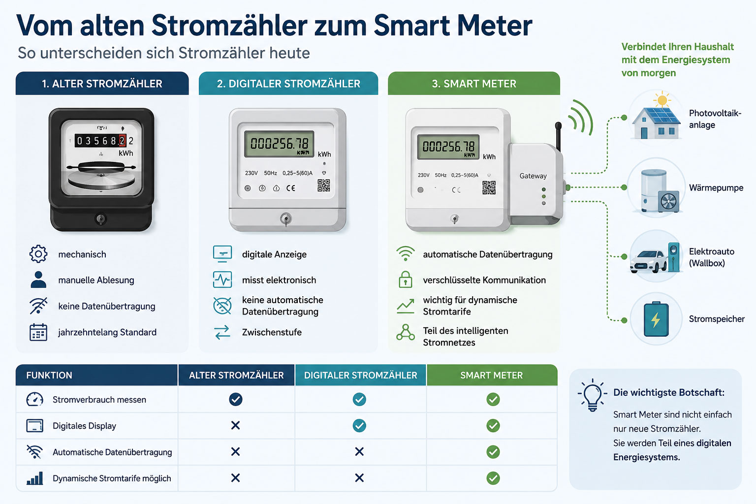 vom alten Stromzähler zum Smart Meter