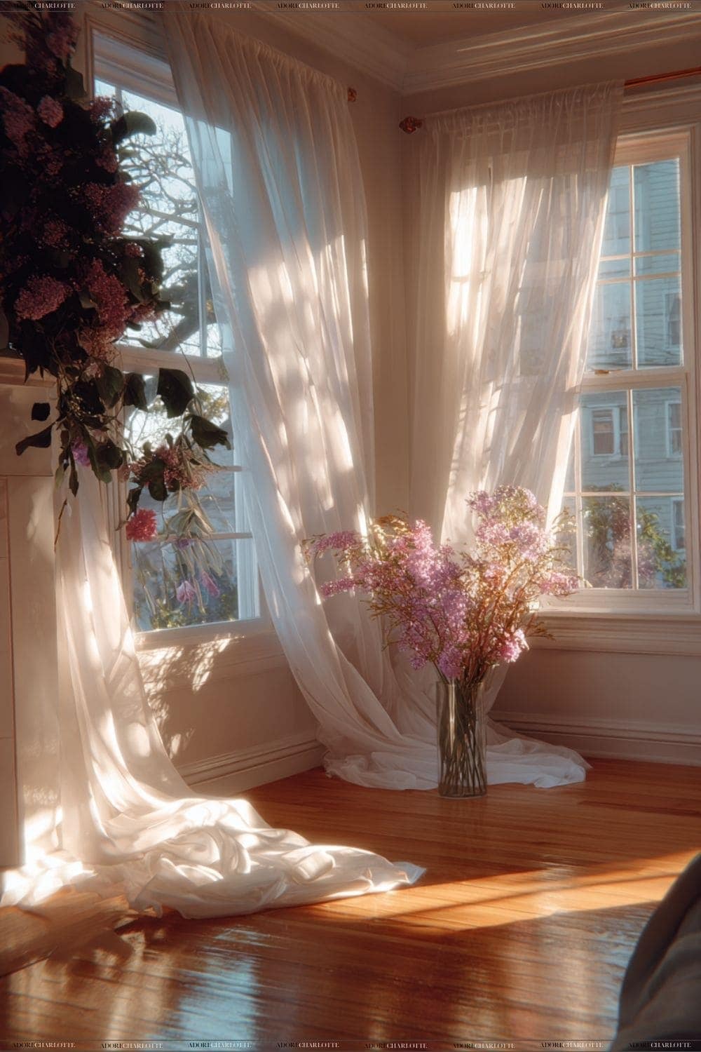 A beautiful room with big windows and natural light.