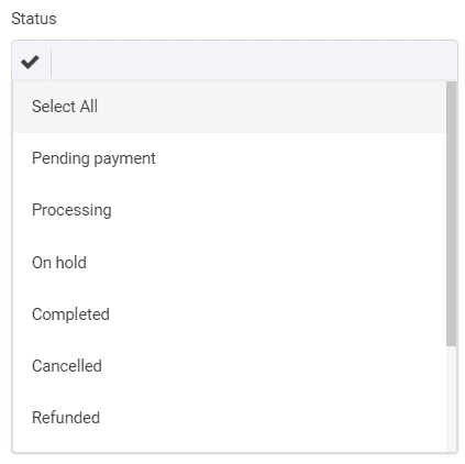get payment method report for specific orders status