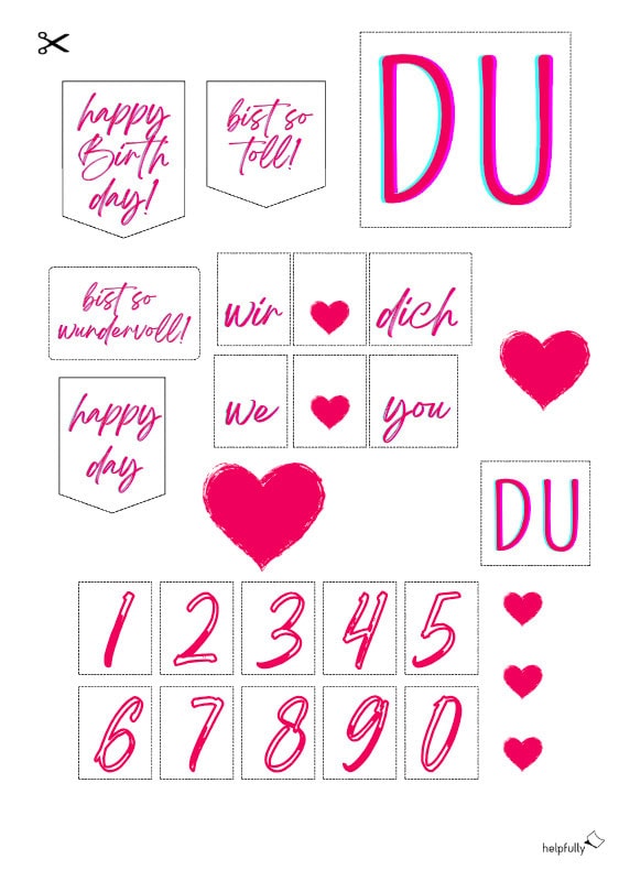 cake topper tortendeko in pink ausdrucken