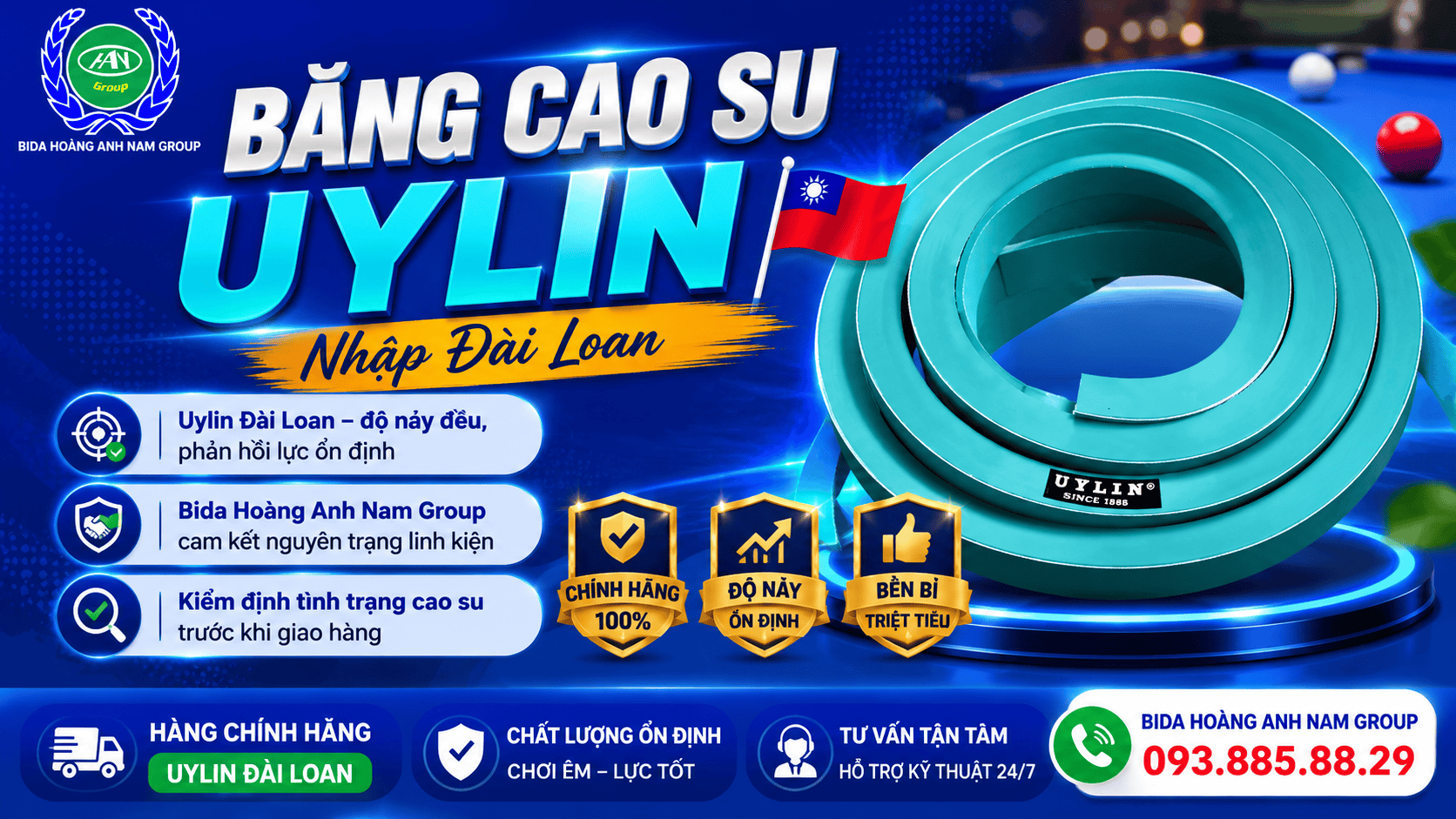 Sử dụng Băng cao su Uylin nhập Đài Loan