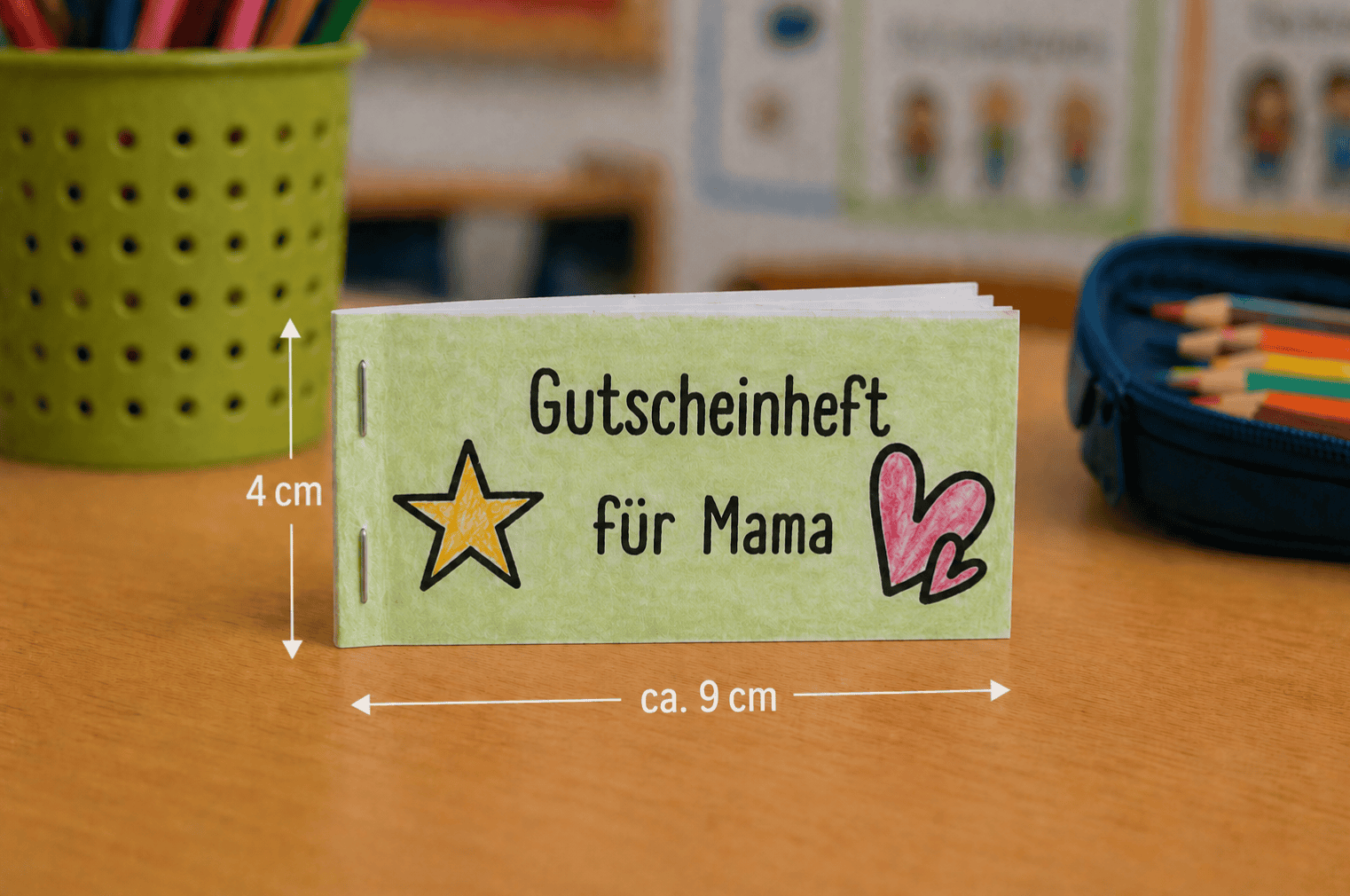 Das fertig gebastelte Gutscheinheft zum Verschenken an Mama!