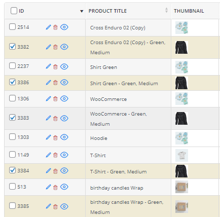Select product variations
