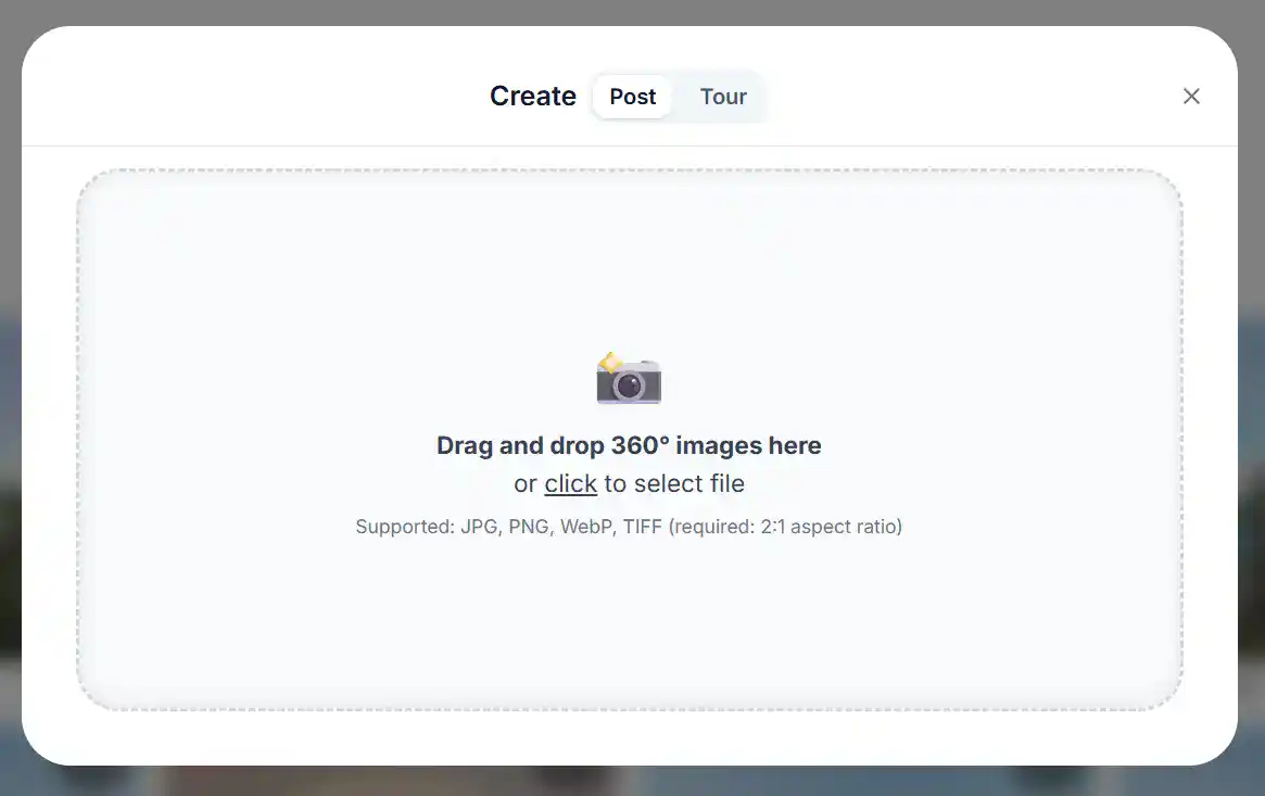How to Embed Interactive 360 Panoramas on Your Website (WordPress/Wix) 1 Upload 360 image to Panoee.live interface, showing the drag and drop box for 360 images.