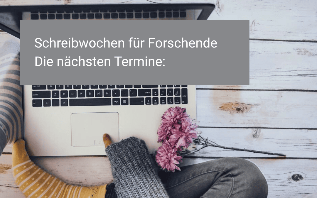 Schreibwoche für Forschende_ Schreibwoche für Promovierende: Kalenderblätter mit hervorgehobenen Zahlen und ein Banner mit „Schreibwoche“.