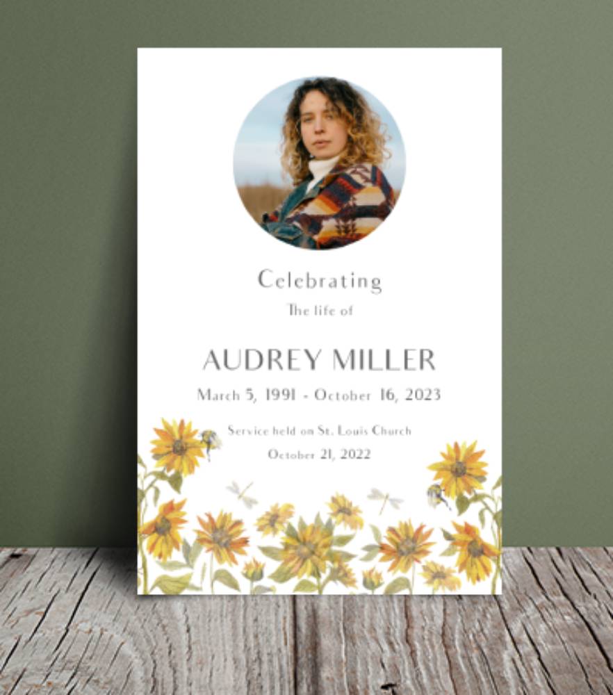 Editable sunflower funeral order of service 108 Editable sunflower funeral order of service 108 - Free Funeral Order of Service Template