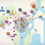 Panneau de contrôle de jeu vidéo Air-Gaming avec carte interactive, zones colorées, et éléments de gameplay, parfait pour les amateurs de jeux vidéo et de divertissement numérique.