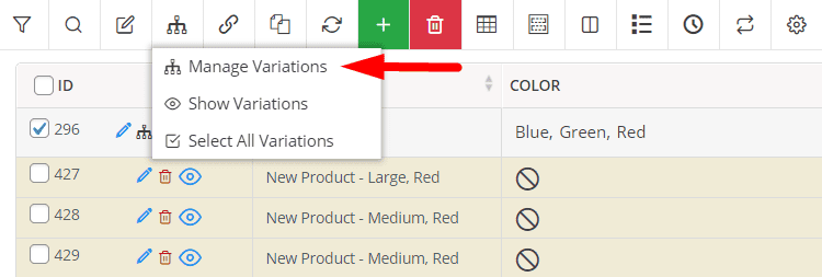 manage variation products stock field