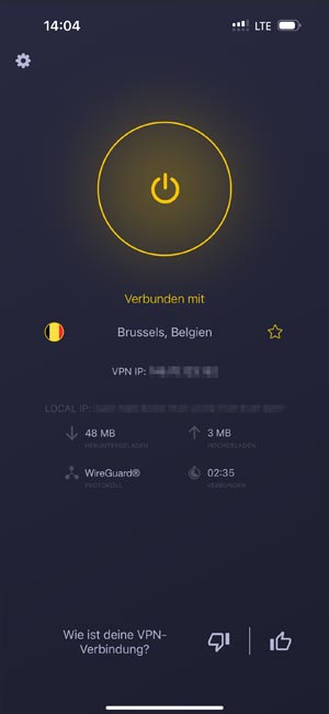 Der Button in Cyberghost VPN, mit dem man das System aktiviert