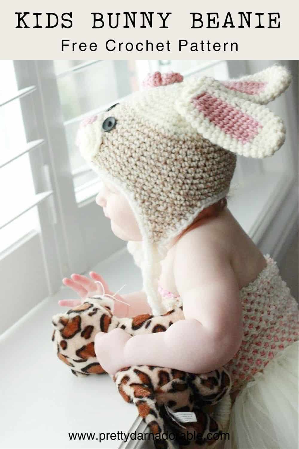 Child wearing crochet bunny hat