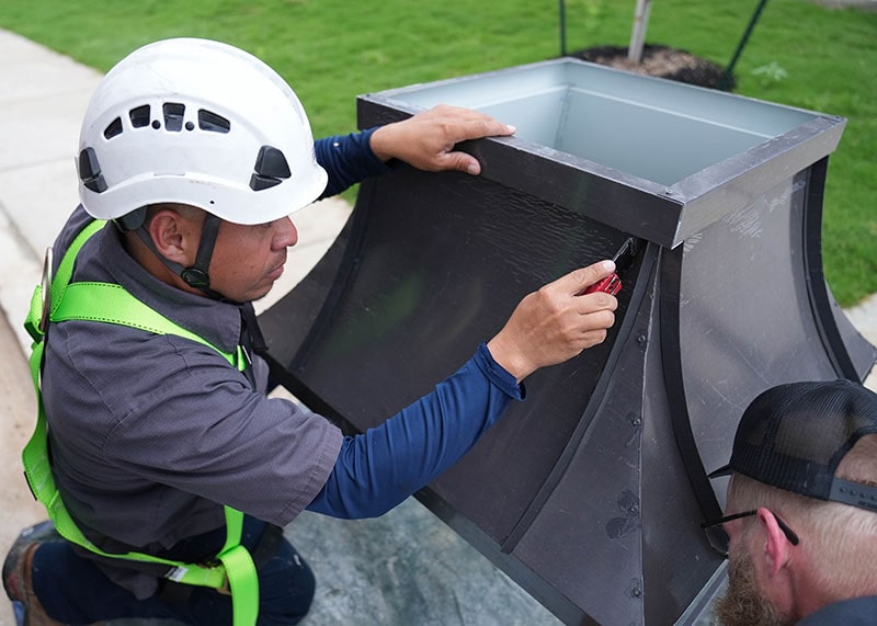Chimney Technician preparing chimney