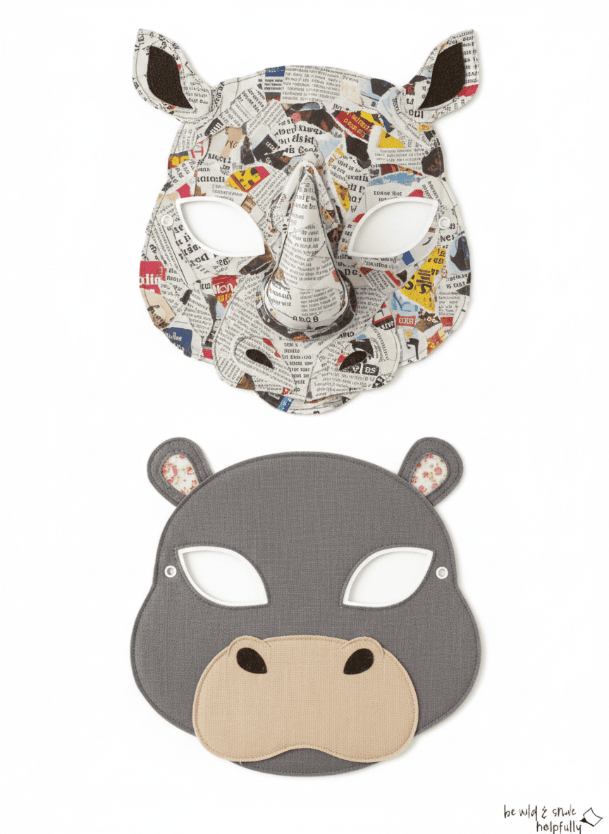 Tiermasken basteln mit Naturmaterial und Stoff