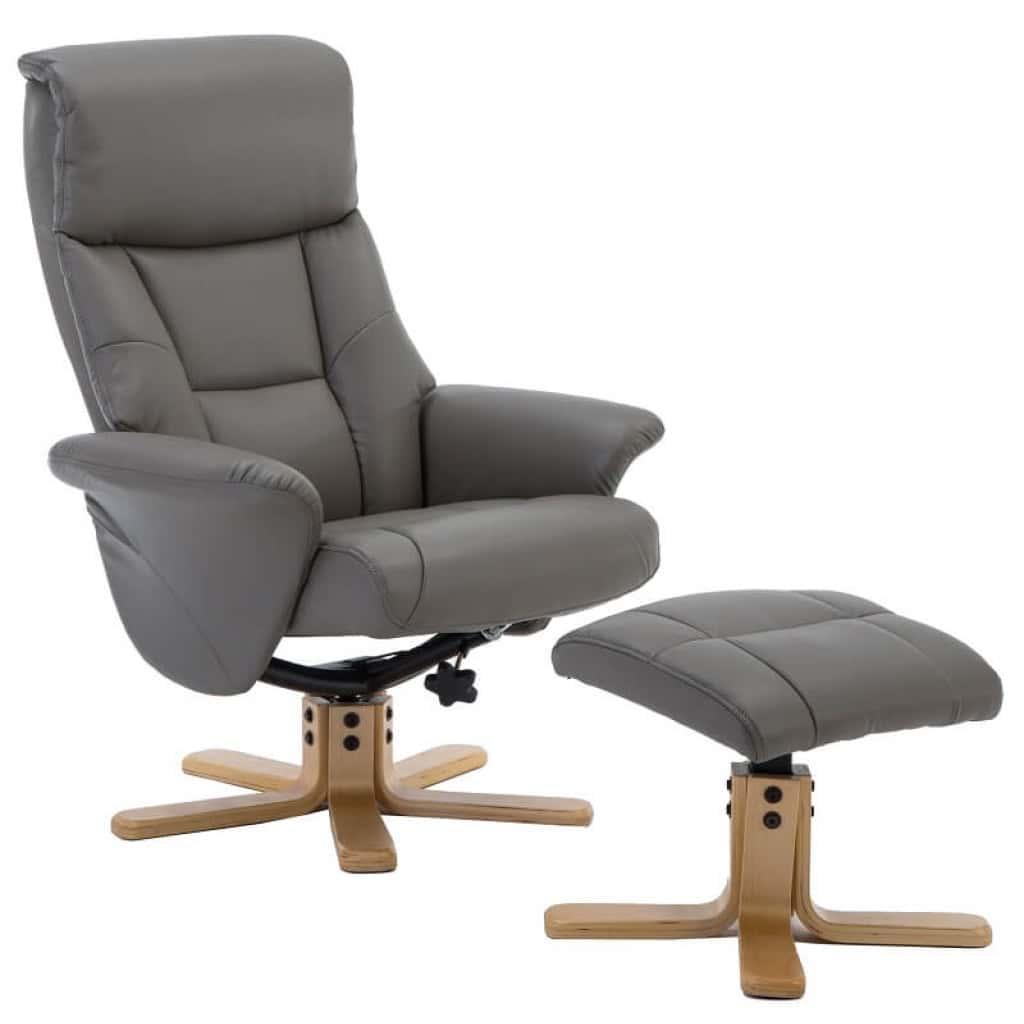 Marseille PU Swivel Recliner & Footstool Grey
