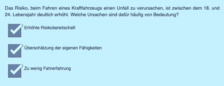 Das Risiko beim Fahren - Musterantwort