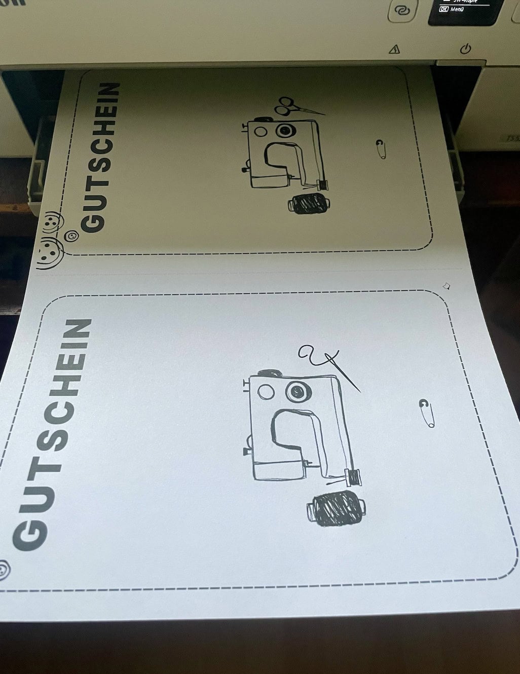 Nähgutschein ausdrucken