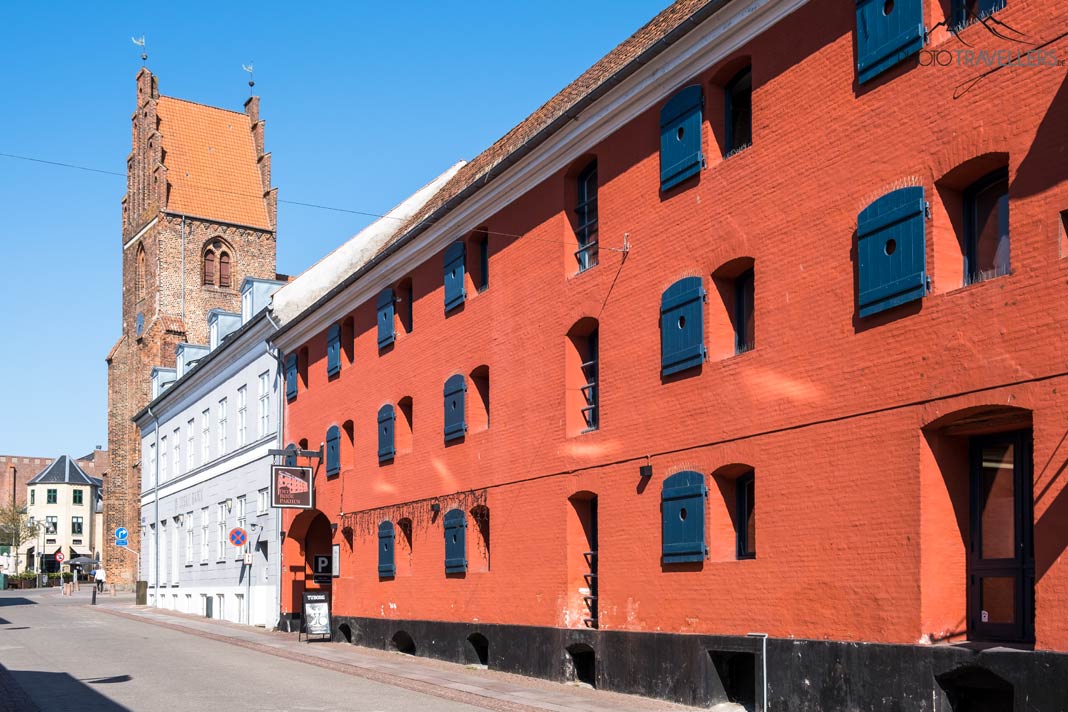 Das rote mittelalterliche Haus in der Riddergade in Næstved