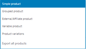 set export products type in configurations page