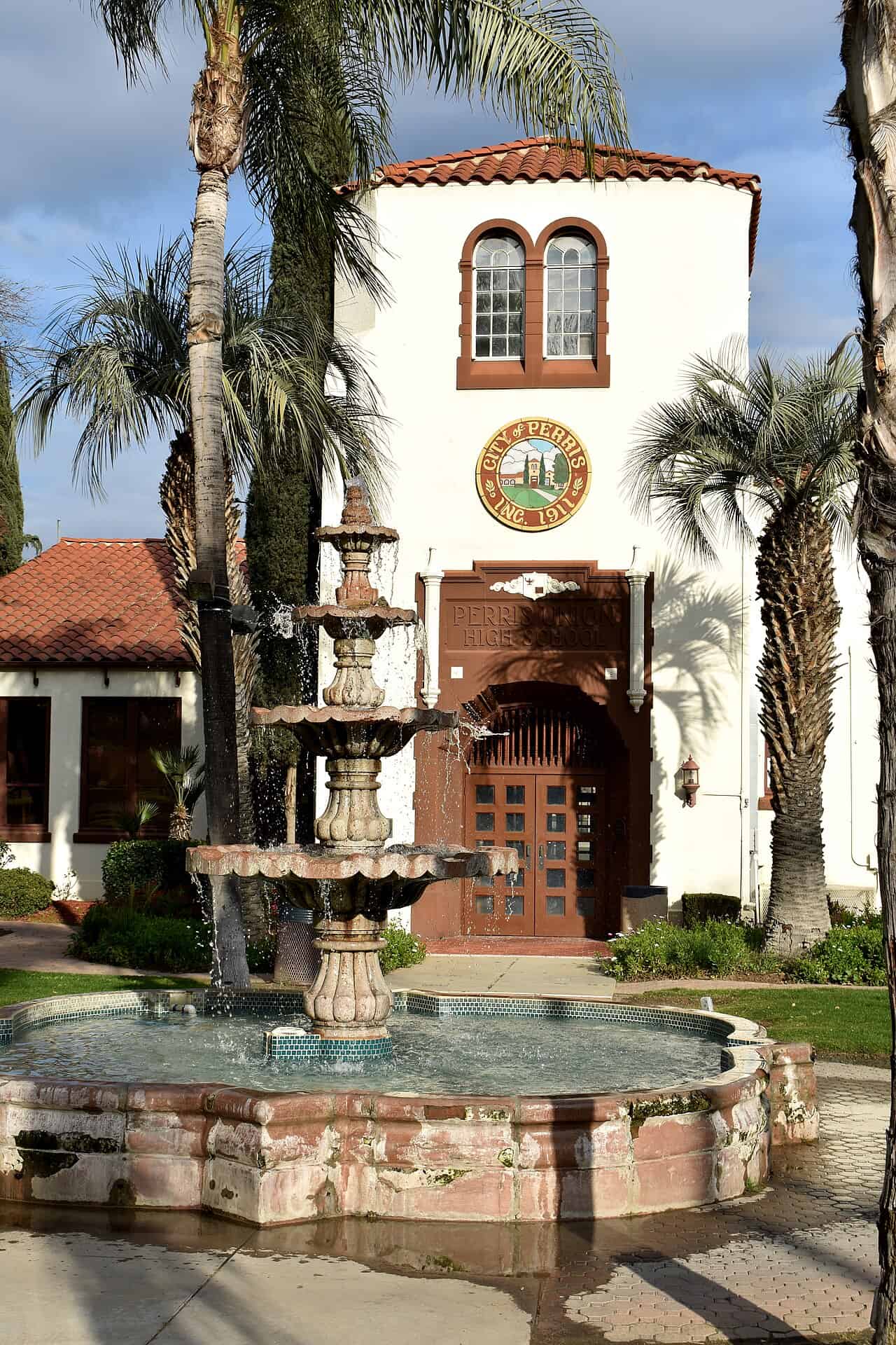 Perris City Hall, Perris, California, 2019. The Turpin family lived in Perris. Town context only.
