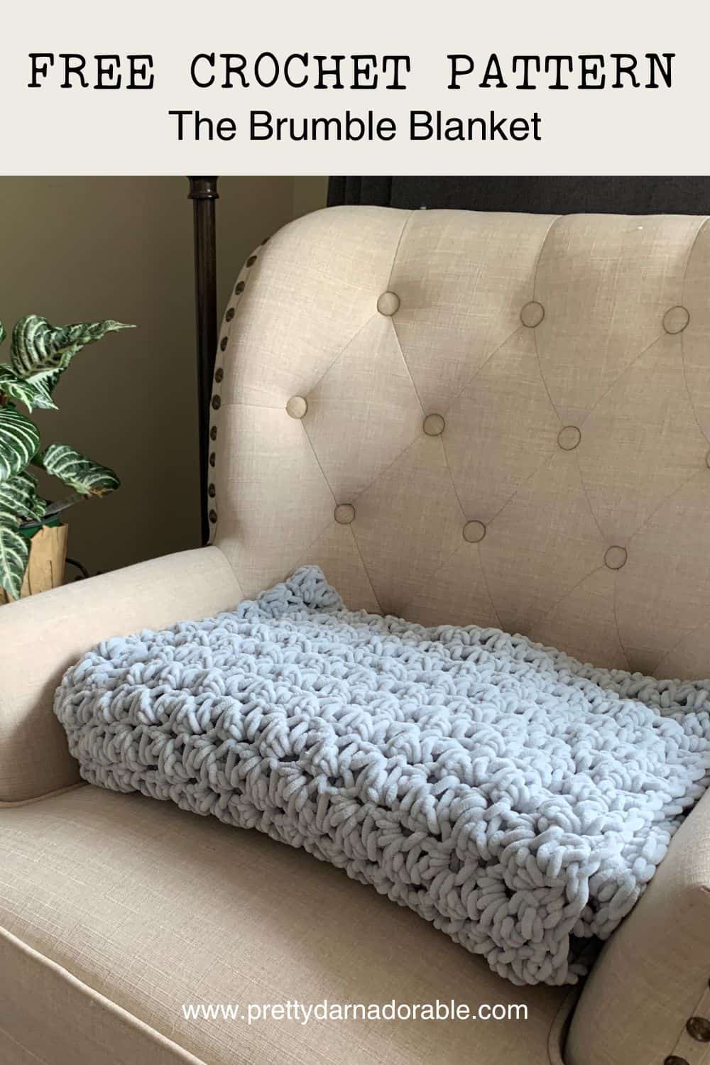 grey crochet chunky blanket with tassels