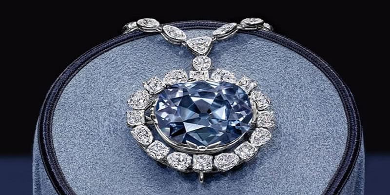 Blue hope diamond set in a pendant
