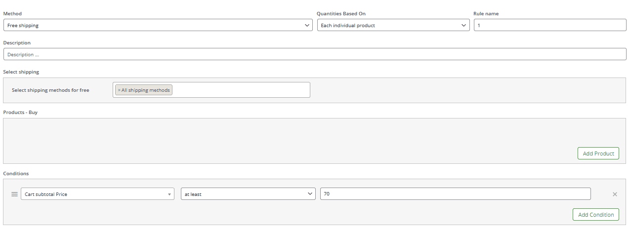 Free shipping for cart greater than $70