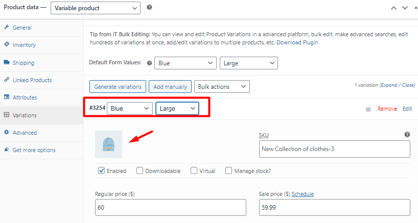 WooCommerce product variation image