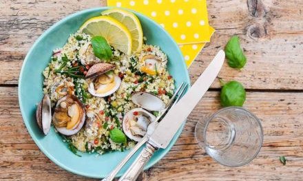 Salade de semoule iodé aux coques et salicornes