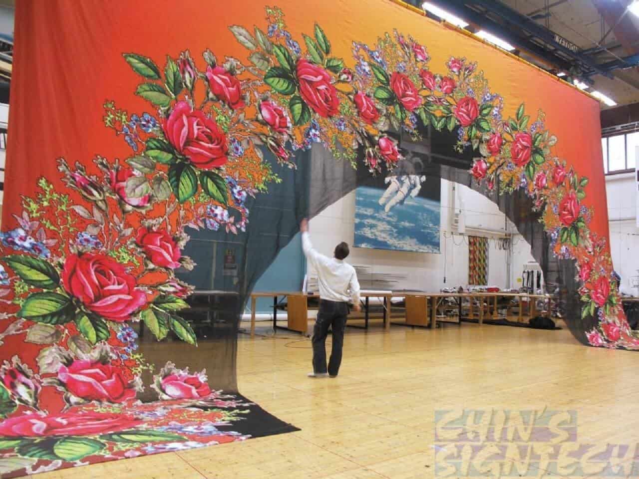 Beautuful flowery fabric backdrop