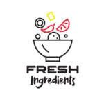 Fresh ingredients falling into a bowl. Text: "FRESH Ingredients".