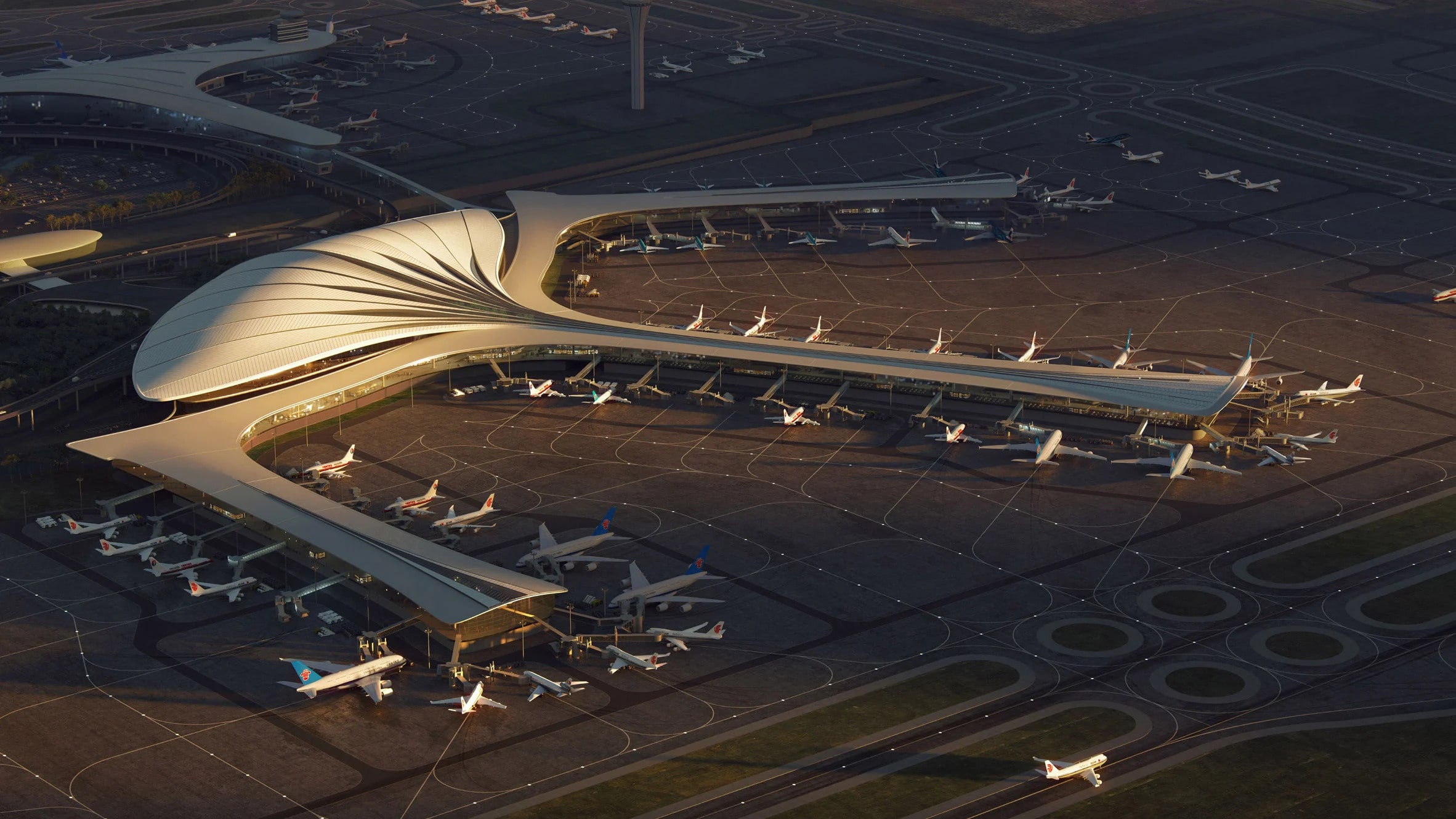 Chinaโs New Terminal At Changchun Longjia Airport Reveals Futuristic Feather-Like Design