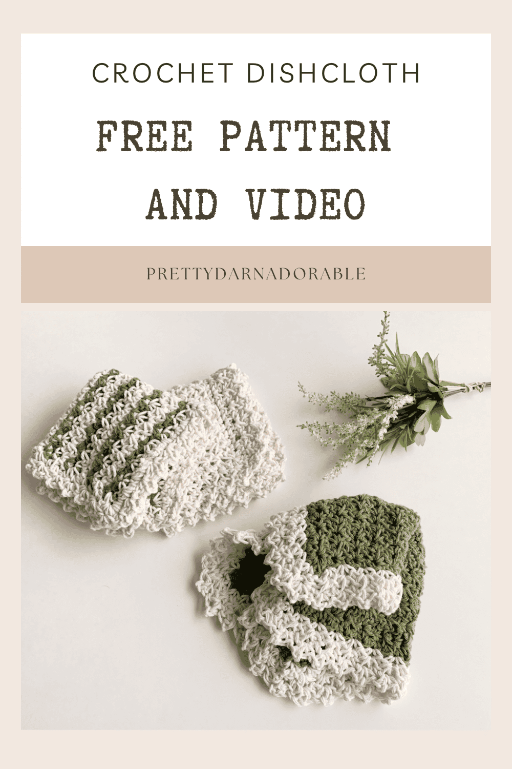 green and crochet dishcloth in stripes and solids